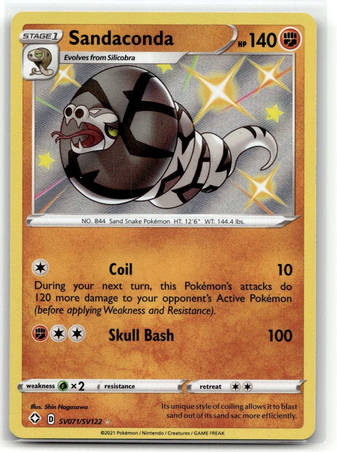 Sandaconda SV071/SV122 Shiny Rare Shining Fates Shiny Vault Pokemon Holo NM/M