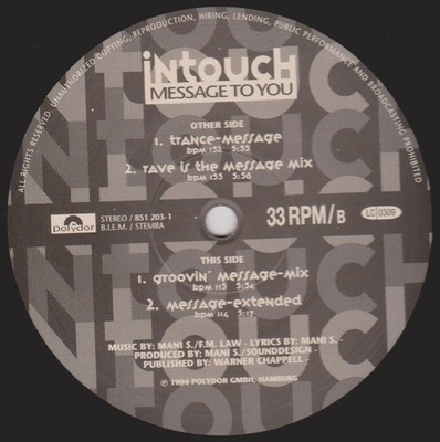 Intouch - Message To You (12'')