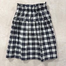 VTG NWT Florence Eiseman navy/white plaid tier skirt ruffle elastic waist sz 8