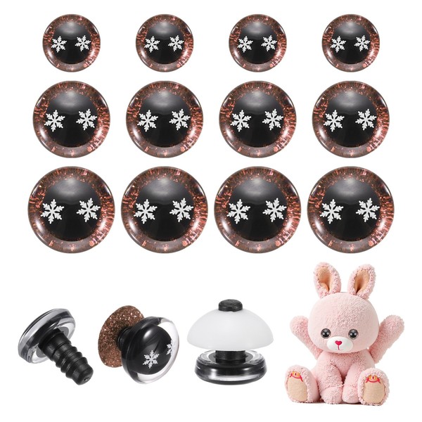 12/16/18Mm Schneeflocken-Sicherheitsaugen, 30 StüCk FüR Puppen HäKelaugen Braun-image