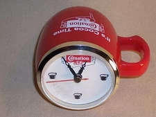 Carnation Advertising Mug Shaped Display Clock
