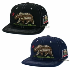 California Republic Hat CALI Cities Bear Cotton Snapback Flat Bill Baseball Cap