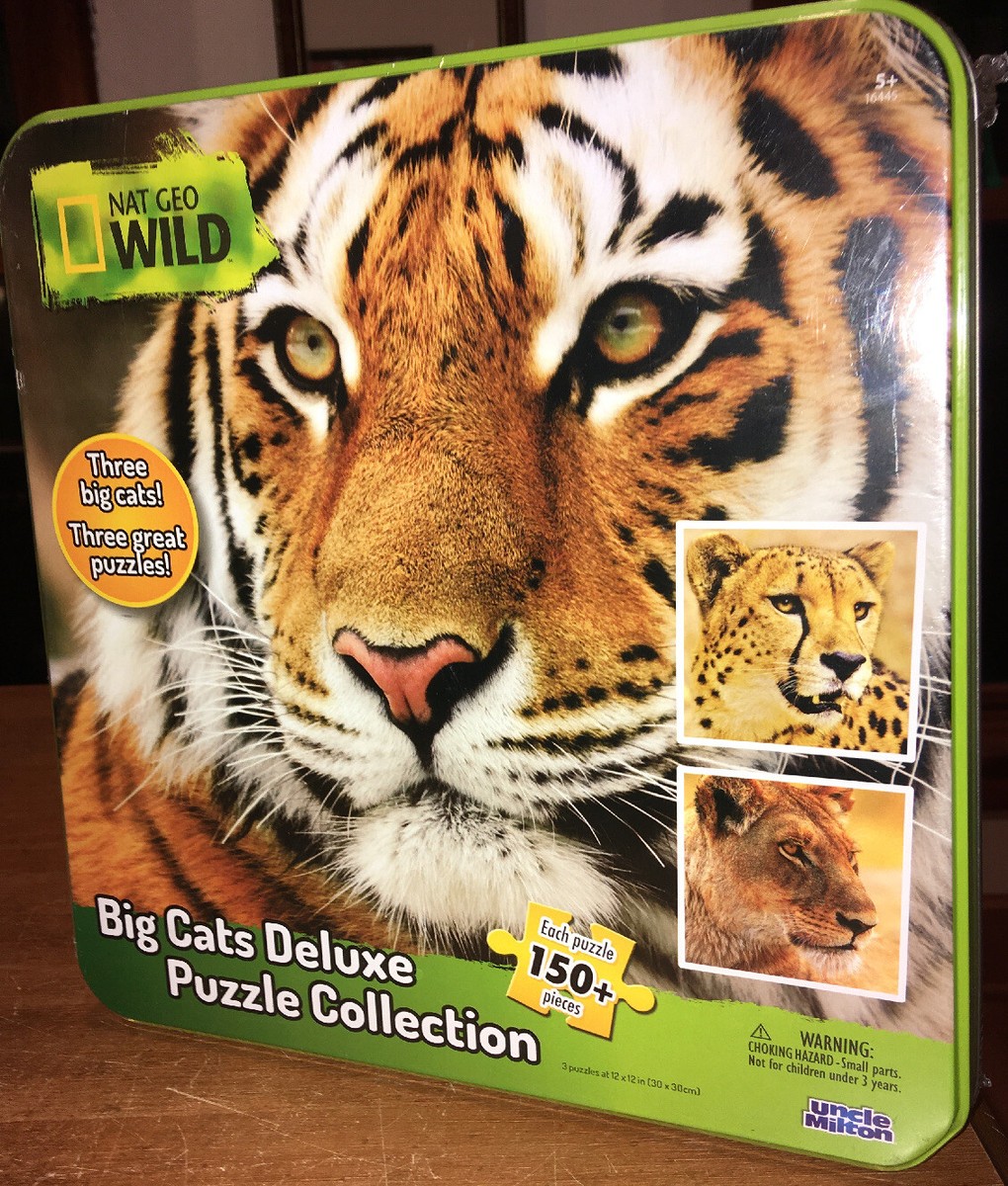 New National Geographic Wild BIG CATS Tiger Lion Cheetah 3 Puzzle