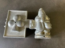 Vintage 2 Pewter Ice Cream/ Butter Mold Vintage SANTA AND CLOVER