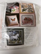 New Vintage Artcraft Concepts Peach Butterfly Needlepoint Pillow Kit Crewel