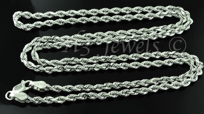 14k solid white gold rope chain necklace  16.80 grams #2697 24 inches