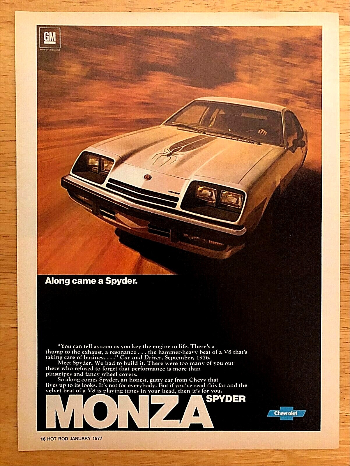 1977 CHEVY MONZA SPYDER V8—VINTAGE CHEVROLET ADVERTISEMENT AD eBay
