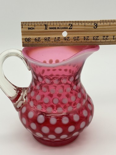 Fenton Art Glass Cranberry Opalescent Coin Dot Creamer 4.5” c 1945 - Picture 11 of 11