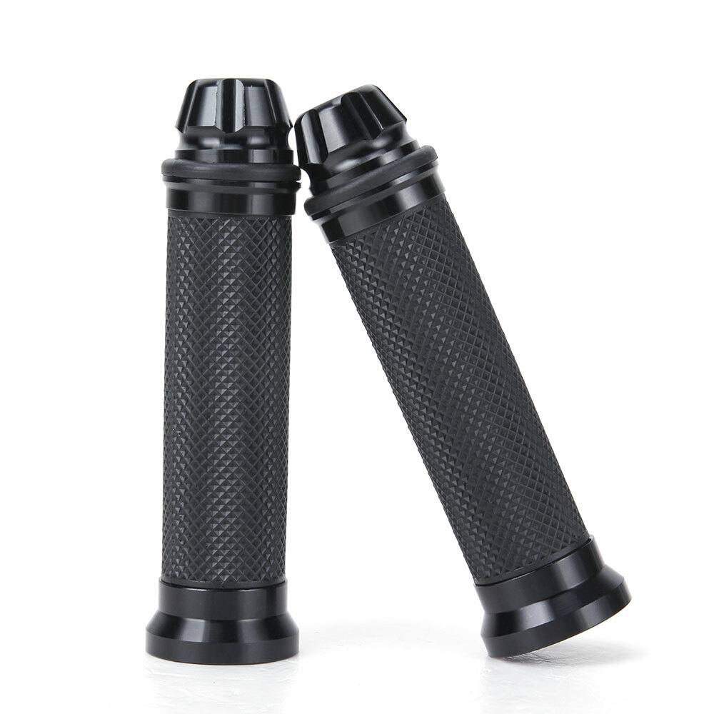 Black 7/8'' 22mm Handlebar Hand Grips Rubber Gel For Honda Suzuki Yamaha Kawasai