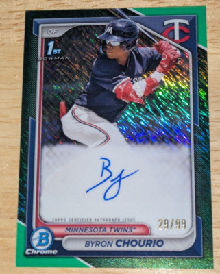 Byron Chourio 2024 Bowman Chrome 1st Bowman Green Shimmer RC Auto #'ed /99
