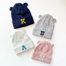 Baby Beanie Personalised Initial Winter Hat Baby Shower Gifts Boys Girls