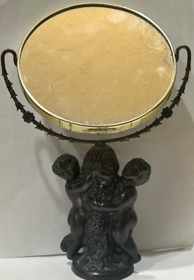 VINTAGE FRENCH VANITY CHERUB ANGEL THEME DOUBLE SIDED STAND UP  display picture 1
