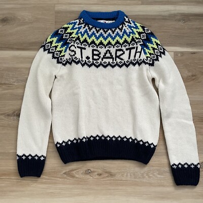 MC2 Saint Barth Boys White Icelandic Jacquard Sweater 10 NEW