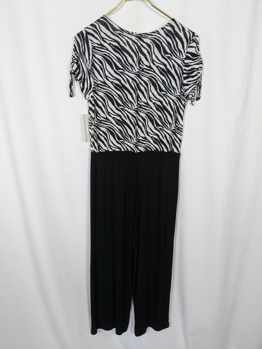 Takara Girls Black White Zebra Print Short Bow Sleeve Jumpsuit Sz XL NEW NWT - Picture 2 of 9