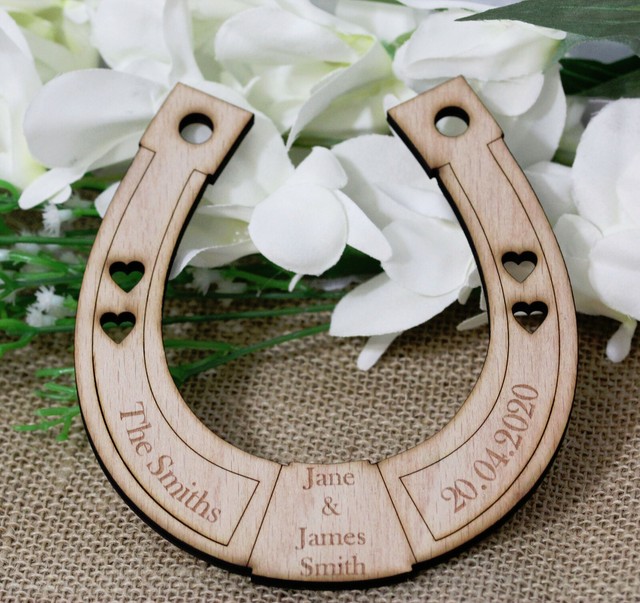 Personalised Wooden Wedding Horseshoe Bridal Keepsake Gift Plaque