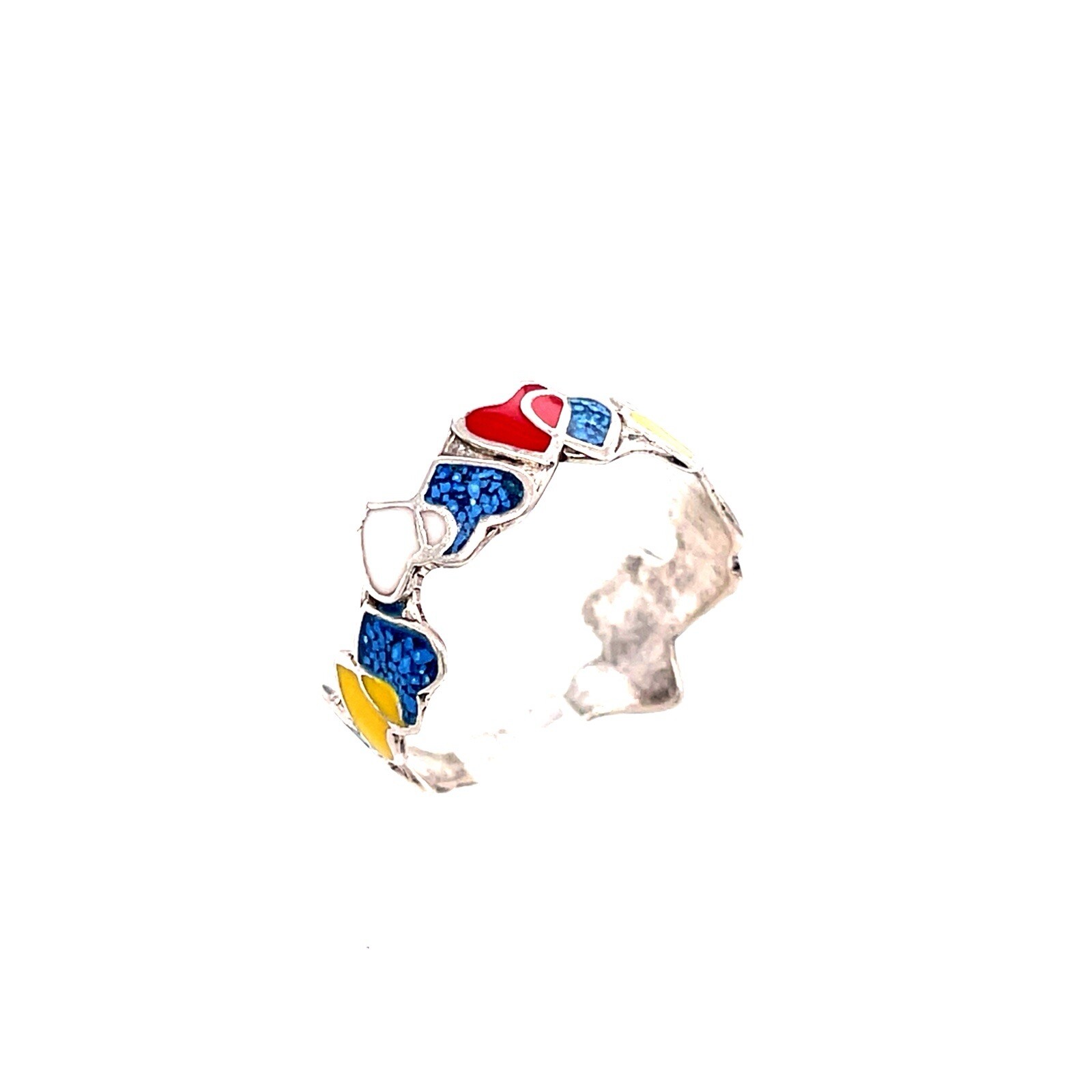 Sterling Silver Enamel Heart Stackable Ring Size 9 - image 3