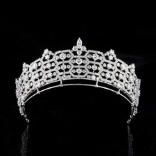 Luxury All CZ Cubic Zirconia Queen Wedding Bridal Pageant Prom Tiara Crown