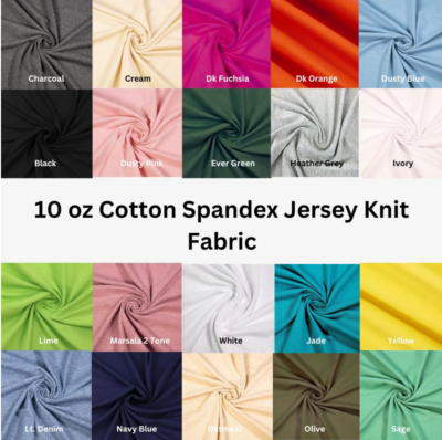 FabricLA 10oz Cotton Spandex Jersey Knit Fabric by The Yard 58/60