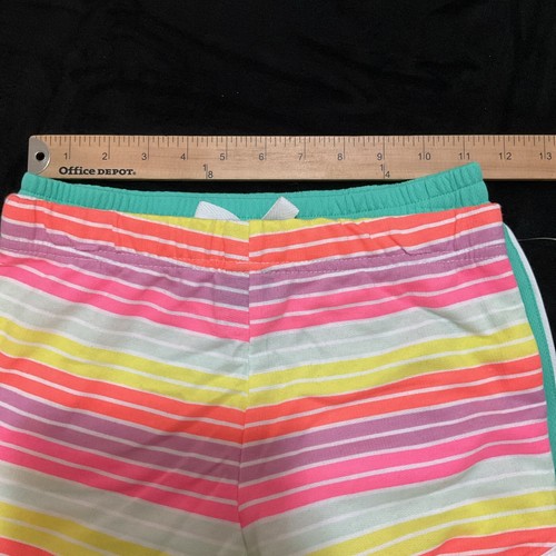 Girls Athletic Shorts Lot Size Medium 7 / 8 Green Pink Yellow Stripe Gym Sports - Picture 7 of 9