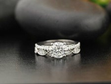 1.80Ct White Round Cut CZ Vintage Engagement Wedding Ring Set In 925 Silver