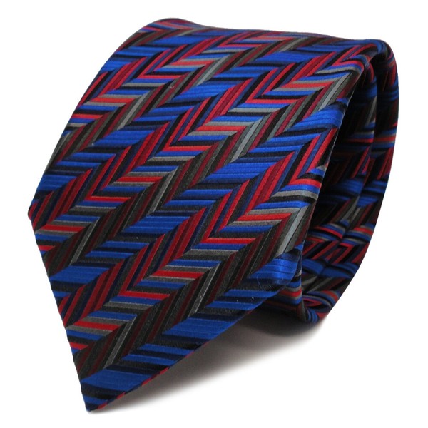 Tigertie Seidenkrawatte Rot Blau Grau Anthrazit Gemustert - Krawatte Seide Tie-image