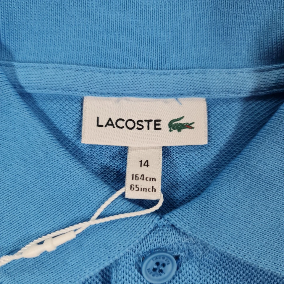 Lacoste Kids Boys Polo Shirt Blue 14 Years Organic Cotton Big Logo PJ5489 - Image 3 of 4