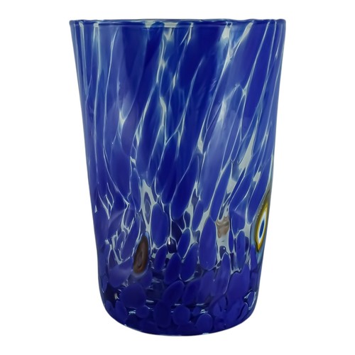 Set of Six 6 Murano Glass Drinking Art Tumblers Blue Handmade Millefiori - Picture 4 of 8