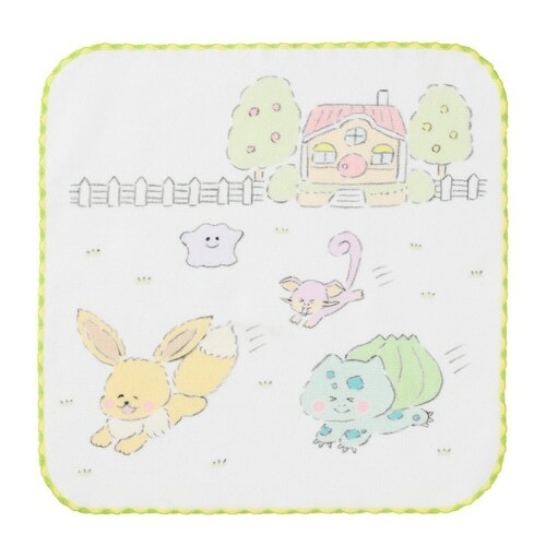 Pokemon Center Original Repoto Kaitene! Hand towel Handkerchief A Eevee Bulbasau