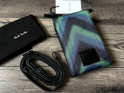 Paul Smith Mainline Recyceltes Polyester Zigzag Halsbeutel Umhängetasche BNWT