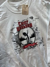 Chief Oshkosh Sweatshirt MED White Red Lager Beer Native American Map Wisconsin