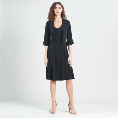 Clara Sun Woo Tulip Cuff Shrug XS Black CA11