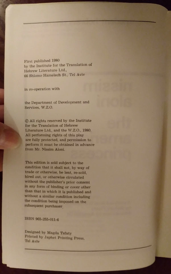 The American Princess --- Modern Hebrew Drama by Nassim Aloni - Image 4 of 4