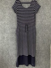 T by Talbots Knit Pullon Maxi Dress Women S Striped Pockets Short Sleeve