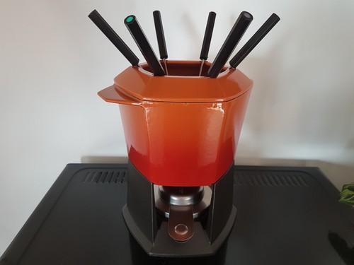 Caquelon à Fondue En Fonte Le Creuset - Orange - 22 Cm - Vintage - Montagne