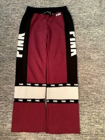 Victoria's Secret Pink Colorblock Boyfriend Pants Deep Ruby Black M Rare NIP