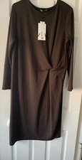 Zara Midi Dress With Side Knot - Size L Bnwt