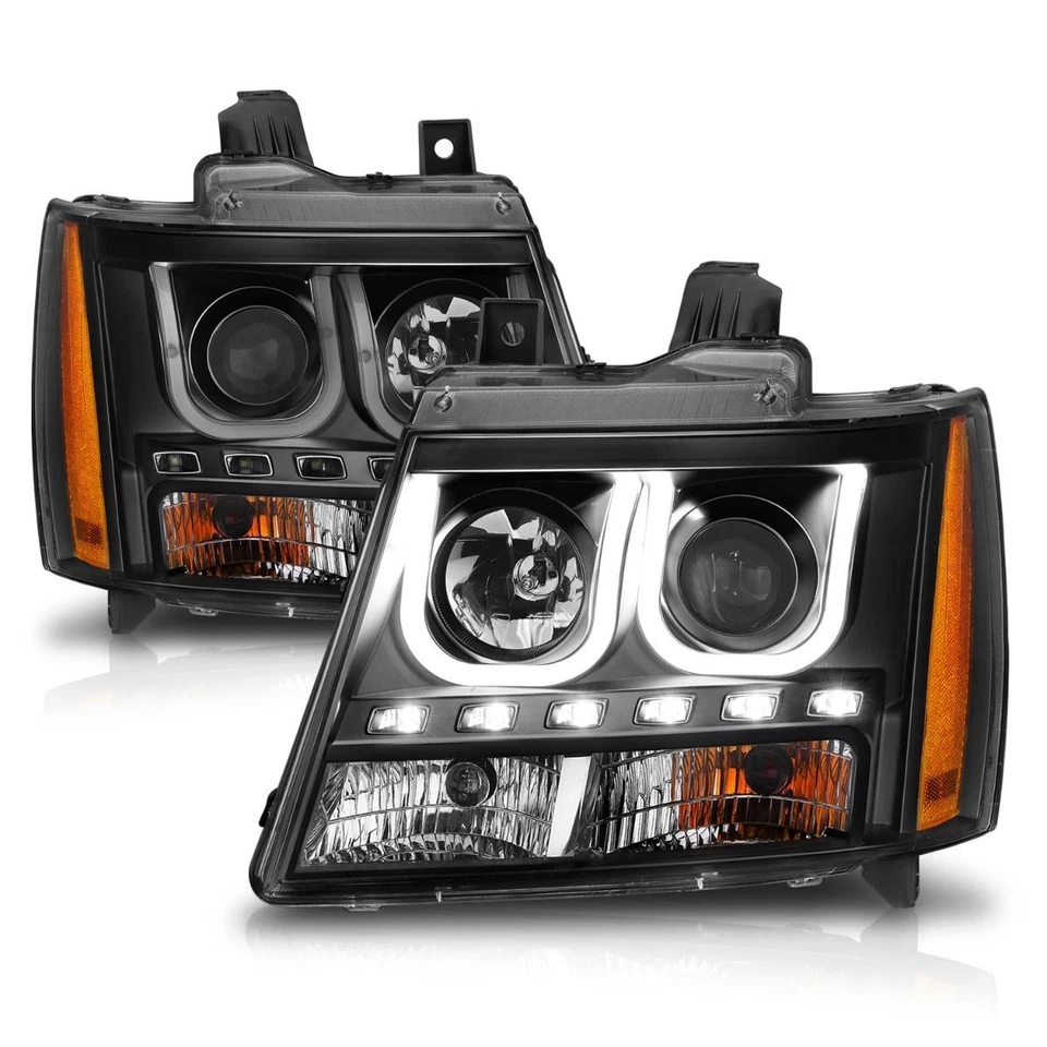 Anzo 111273 Black U-Bar Projector Headlights with LED DRL for 07-14 Chevy Tahoe - Imagem 3 de 4