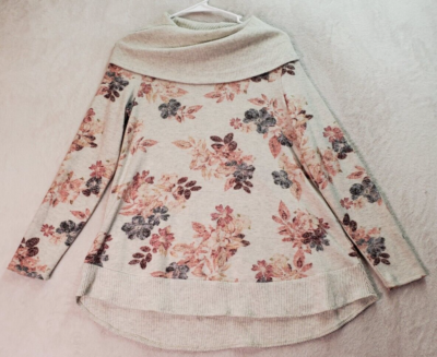 Cupio Sweater Women Small Multi Floral Knit Viscose Long Casual Sleeve Cowl  Neck