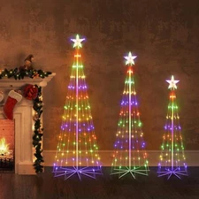 5/6/7.5FT LED Outdoor Christmas Tree Lights,Outside Lighted Cone Xmas Decor Yard