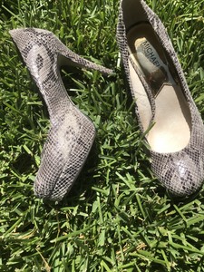 grey snakeskin pumps