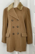 Vintage Miss Smith Wool and Cashmere Blend Coat In Camel UK16 EU42