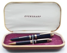 Eversharp Skyline Demi Fountain Pen Set - Gold Derby, Blue, Manifold Fine (New)