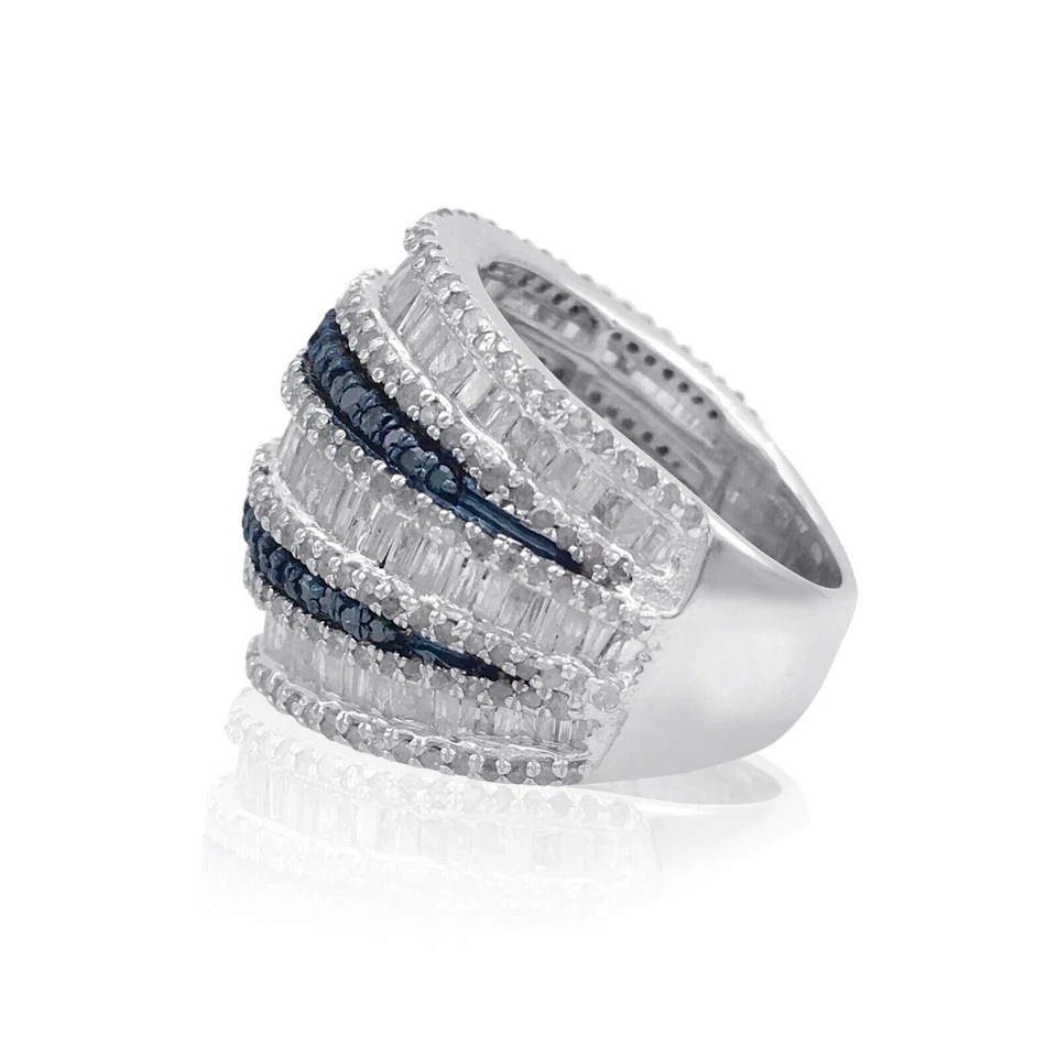 Anillo de plata de ley con racimo de cúpula nupcial de diamantes naturales baguette de 2,20 quilates Foto 2 de 4