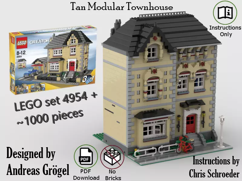 Legitimationsoplysninger øverst fravær LEGO Tan Modular Townhouse MOC instructions (set 4954 + ~1000pcs) | eBay