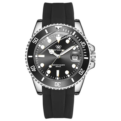 Men's Quartz Watches 3 ATM Waterproof Luminous Date Silicone Steel Wristwatches - Picture 16 of 22