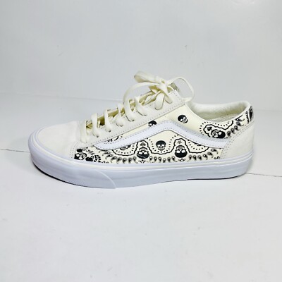 Vans Style 36 Bandana Sneakers Men s Size 9 Classic Off White/Black Skulls NIB