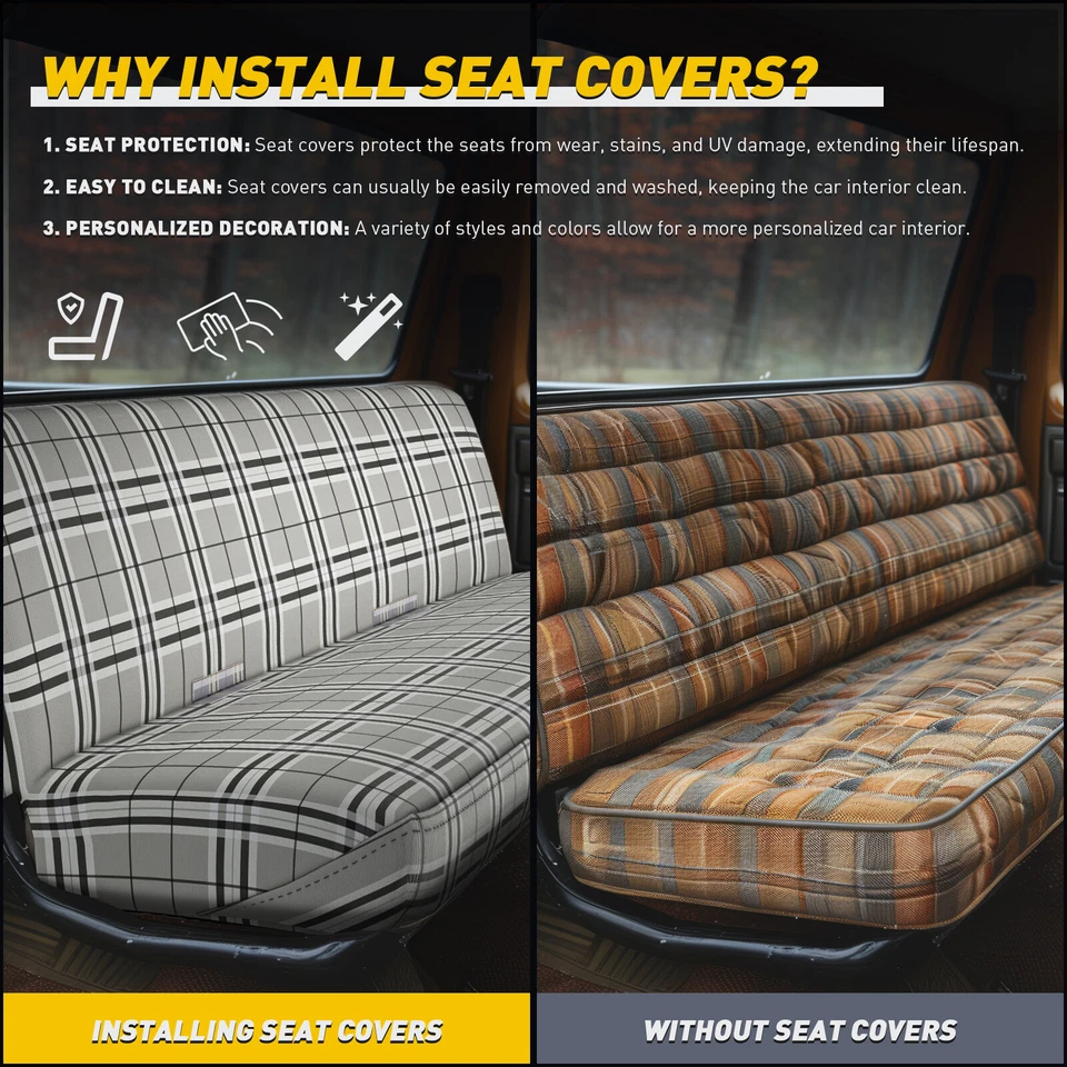 Para Ford F100 1960-1983 Tamaño Completo Coche Camión Sillín Manta Banco Asiento Cubierta Gris Foto 3 de 4