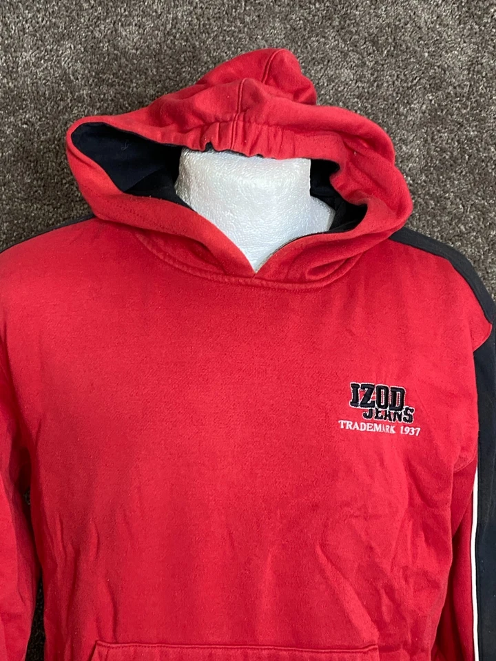 Izod Jeans Pullover Sudadera con Capucha Logo Cosido Original 37 Niños L 14/16 Manga Larga Foto 3 de 4