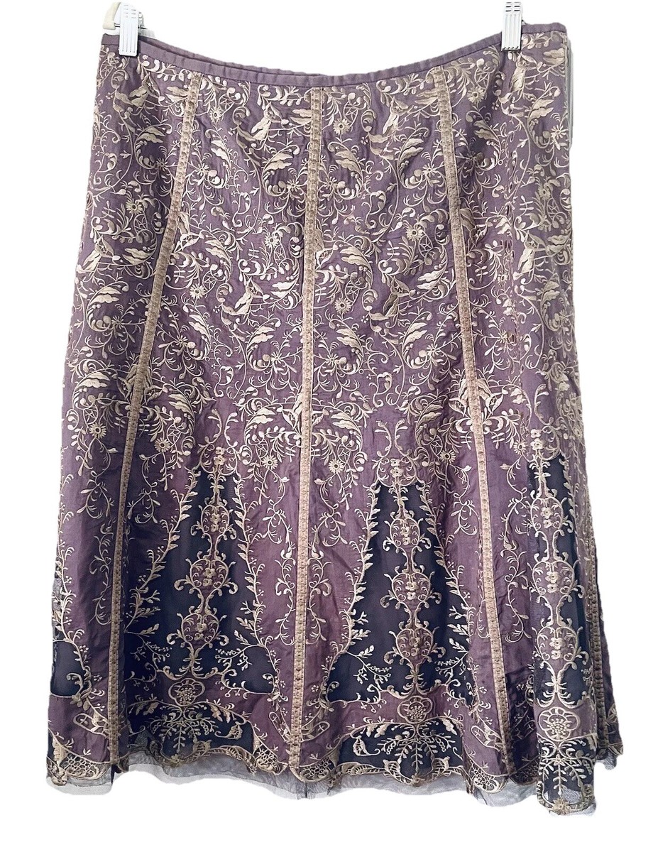 PETER NYGARD Women's A-Line Skirt, Lace embroider/ Tulle