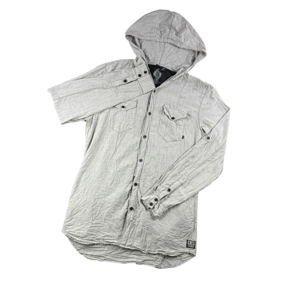 Camisa De Colección Element Skateboards Con Capucha Brooklyn Chambray Roll Tab Hombres XL Bam Foto 2 de 4